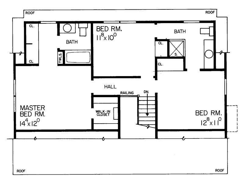 Floor Plan Second Story of Country Plan #137-1193