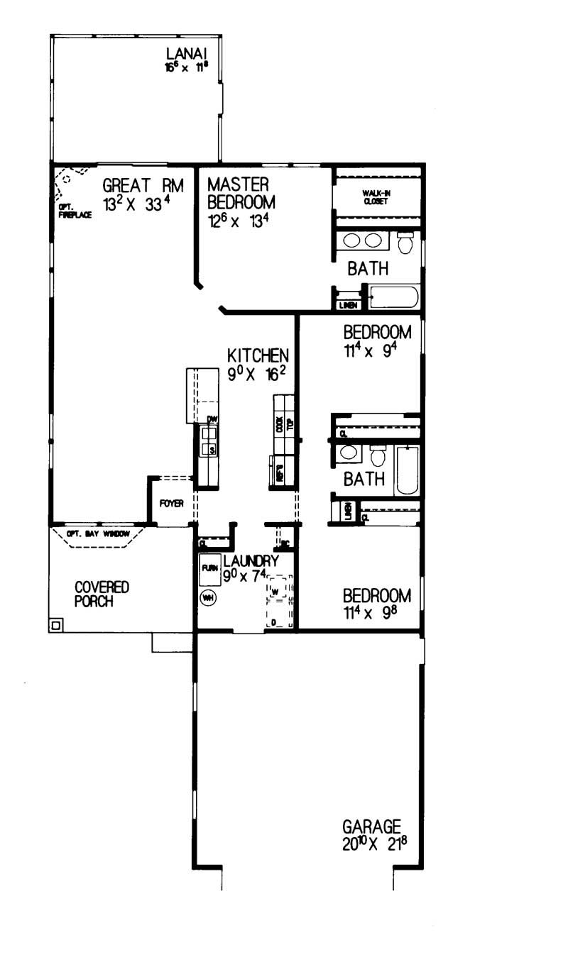 Floor Plan First Story of Bungalow Plan #137-1194