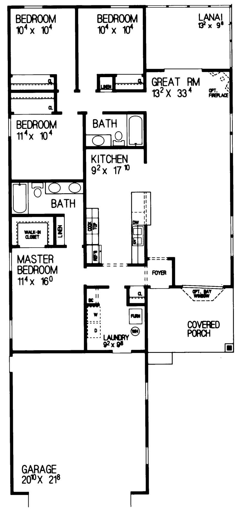 Floor Plan First Story of Bungalow Plan #137-1196