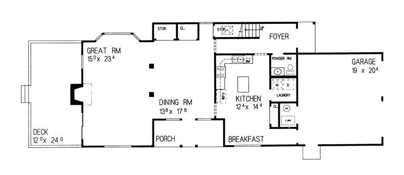 Floor Plan First Story of Country Plan #137-1200