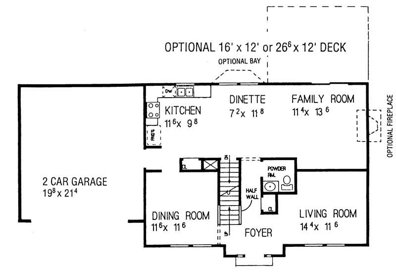 Floor Plan First Story of Colonial Plan #137-1201