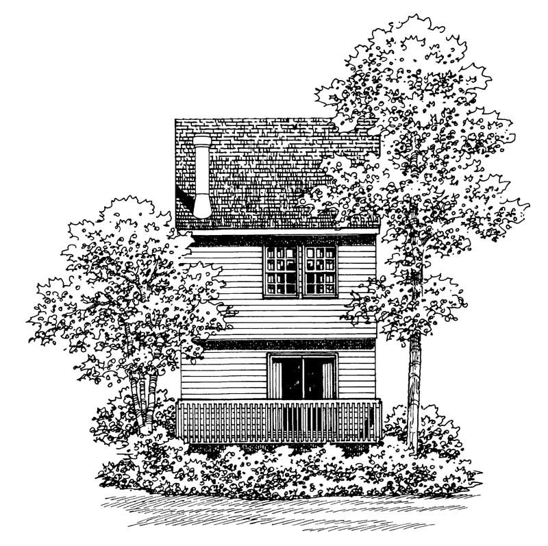 Home Plan Rear Elevation of this 2-Bedroom,1067 Sq Ft Plan -137-1202