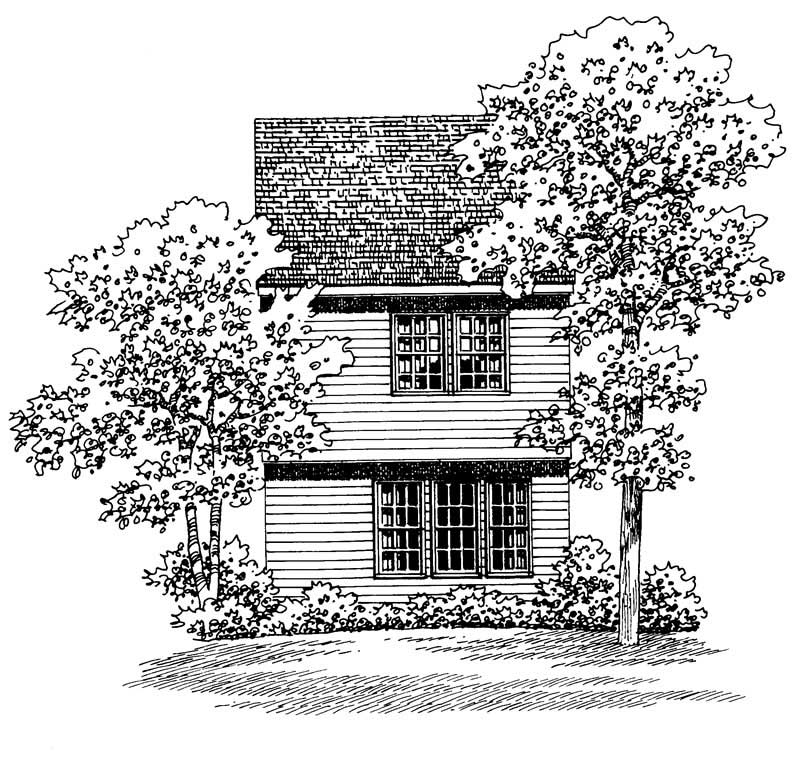 Home Plan Rear Elevation of this 2-Bedroom,1067 Sq Ft Plan -137-1202