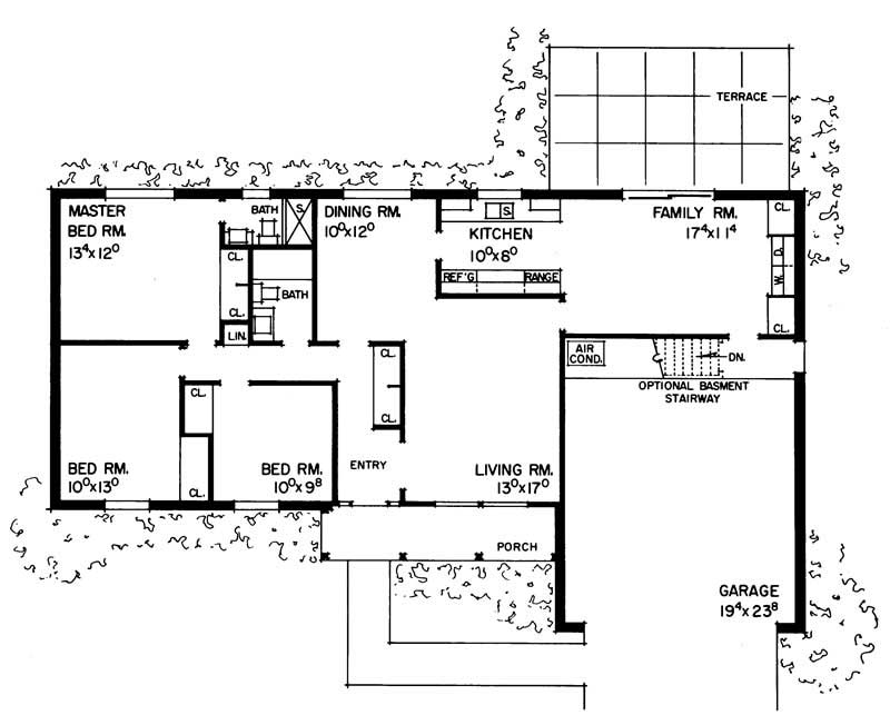 Floor Plan First Story of Country Plan #137-1204