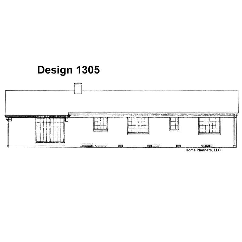 Home Plan Rear Elevation of this 3-Bedroom,1382 Sq Ft Plan -137-1204