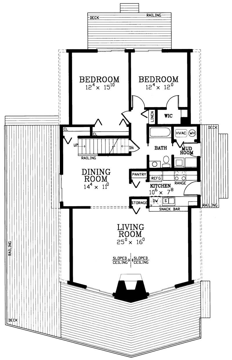 Floor Plan First Story of A Frame Plan #137-1205