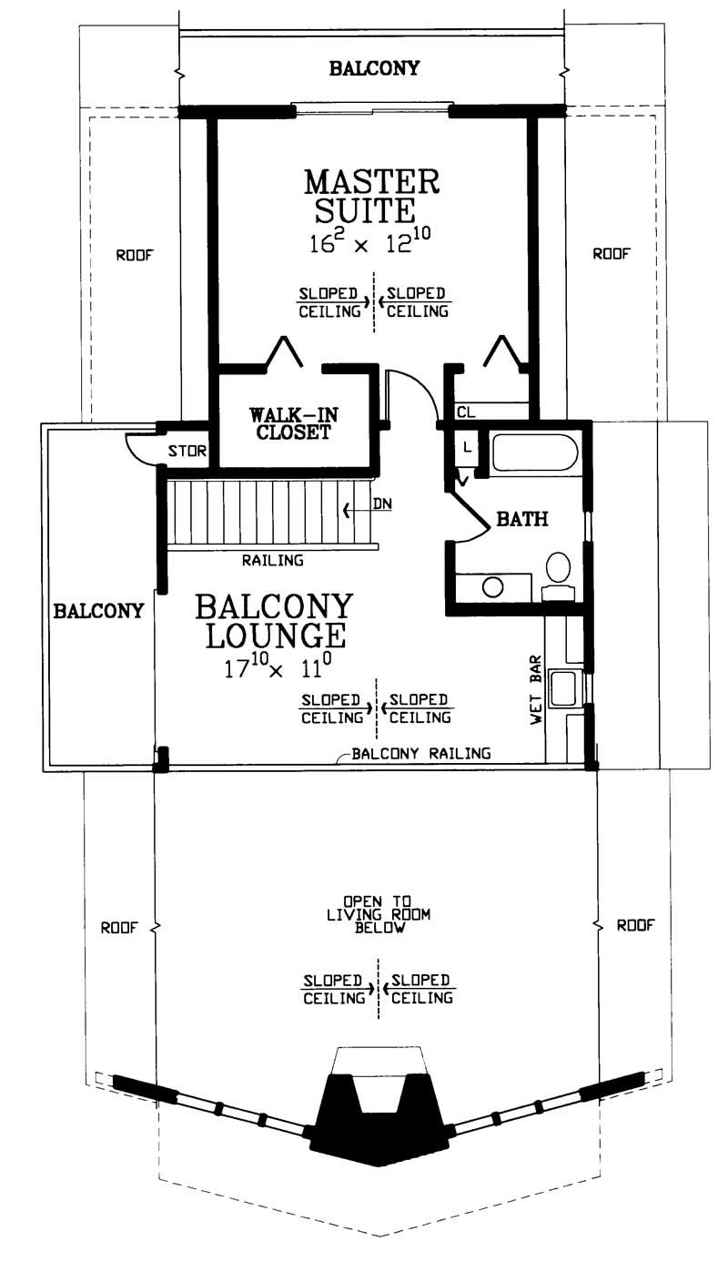 Floor Plan Second Story of A Frame Plan #137-1205