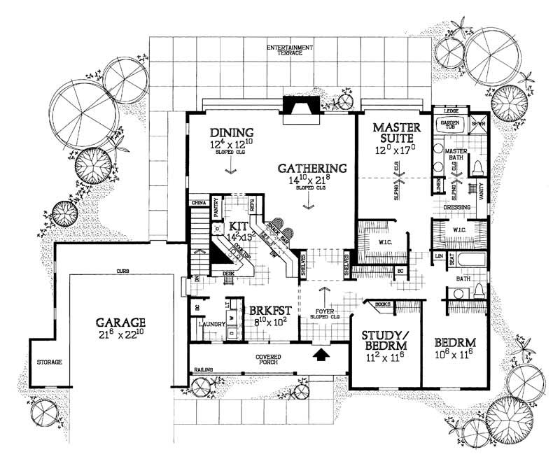 Floor Plan First Story of Country Plan #137-1206