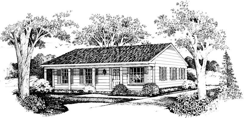 Home Plan Front Elevation of this 3-Bedroom,1080 Sq Ft Plan -137-1209