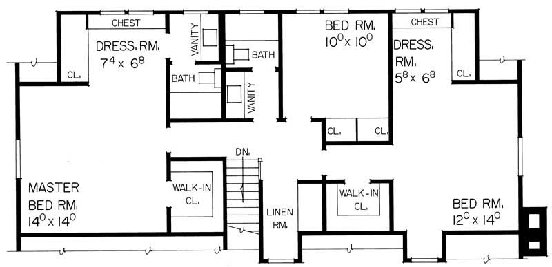Floor Plan Second Story of Cape Cod Plan #137-1212
