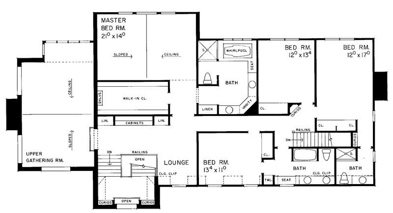 Floor Plan Second Story of Colonial Plan #137-1216
