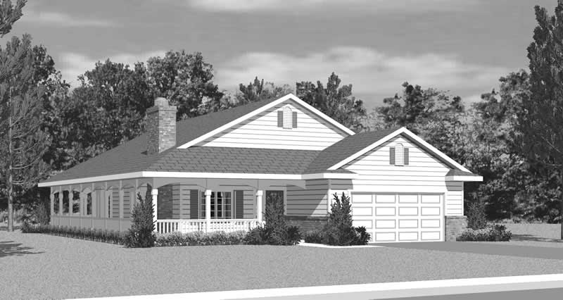 Home Plan Front Elevation of this 3-Bedroom,1676 Sq Ft Plan -137-1217