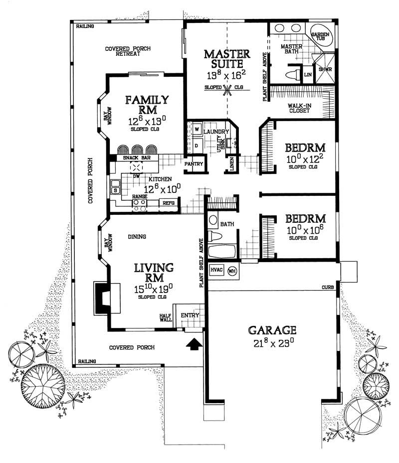 Floor Plan First Story of Country Plan #137-1217