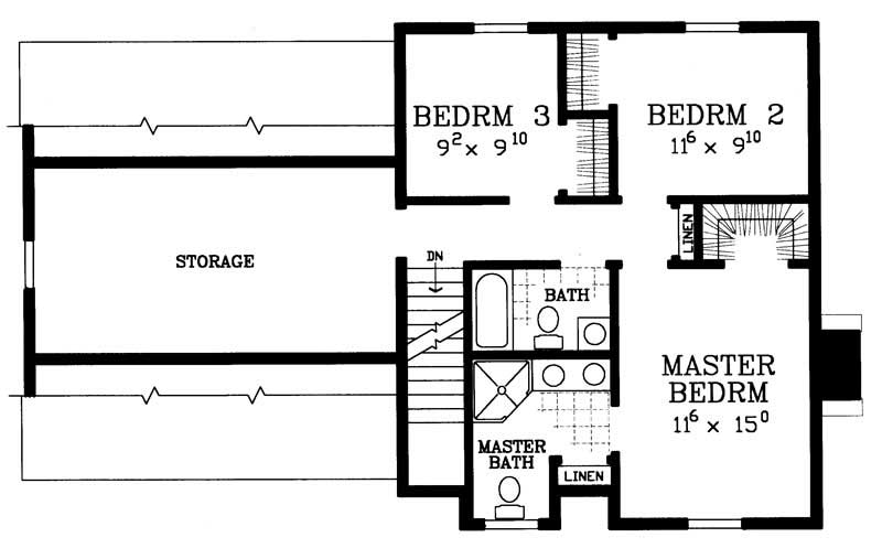 Floor Plan Second Story of Country Plan #137-1220