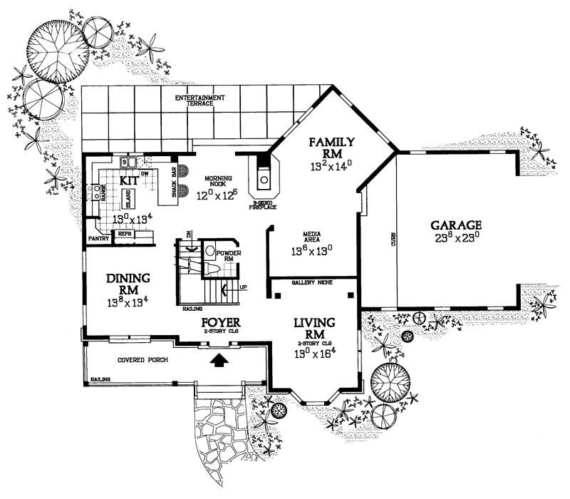 Floor Plan First Story of Country Plan #137-1225