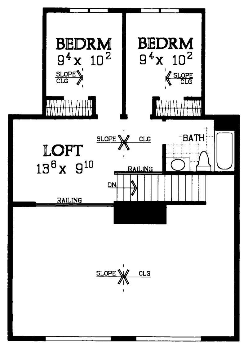 Floor Plan Second Story of Contemporary Plan #137-1226