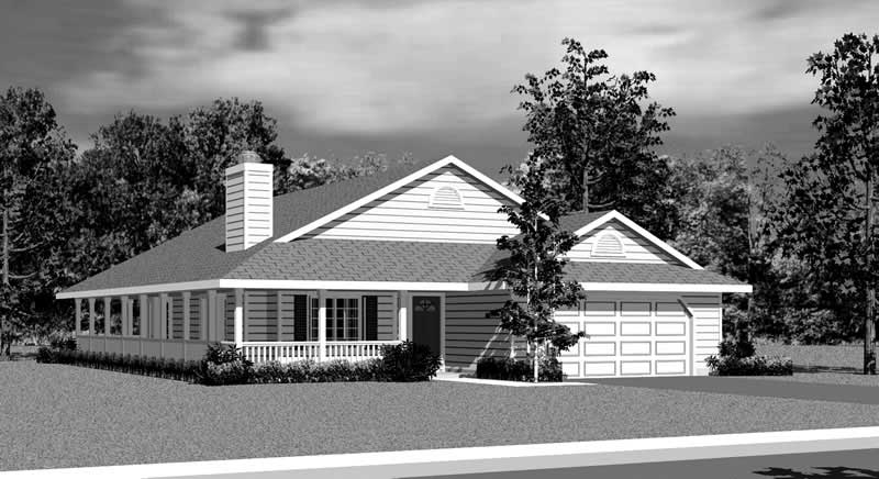 Home Plan Front Elevation of this 3-Bedroom,1676 Sq Ft Plan -137-1227