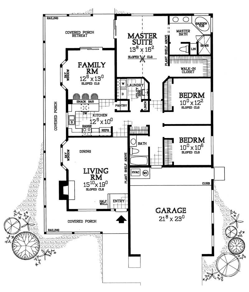Floor Plan First Story of Country Plan #137-1227