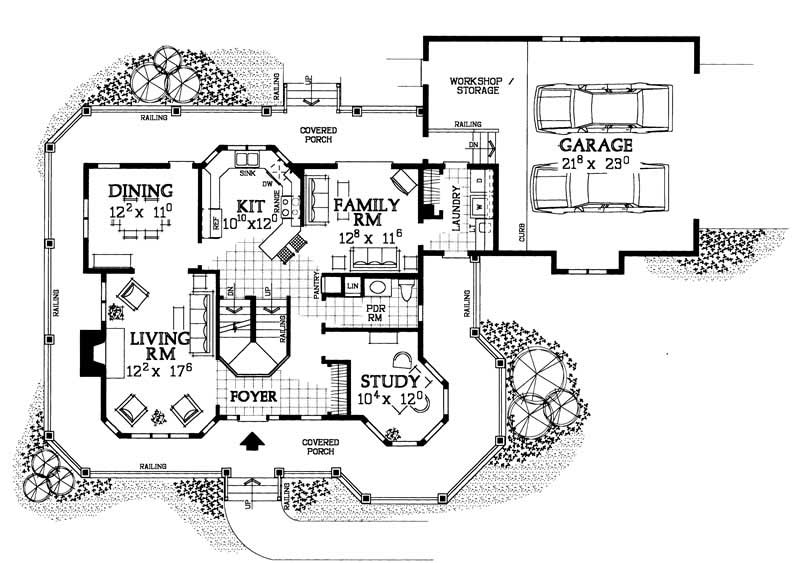 Floor Plan First Story of Victorian Plan #137-1229