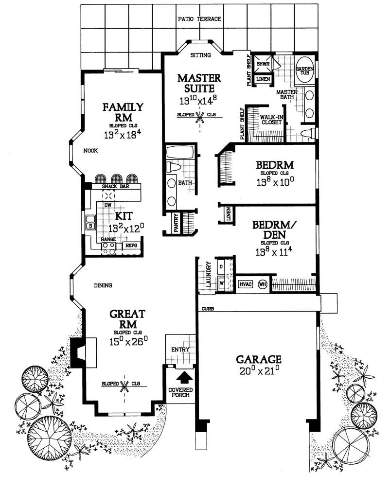 Floor Plan First Story of Country Plan #137-1231