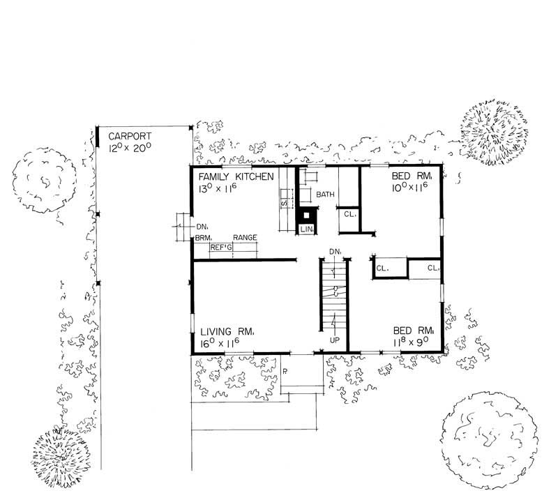 Floor Plan First Story of Southern Plan #137-1233