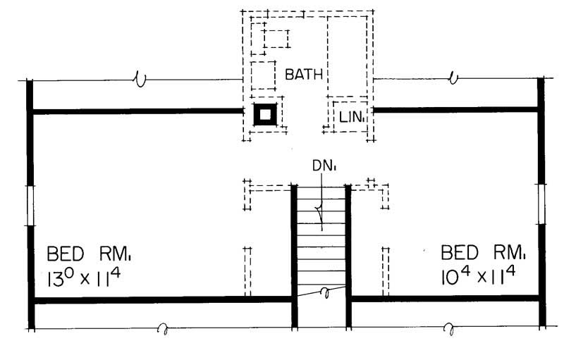 Floor Plan Second Story of Southern Plan #137-1233
