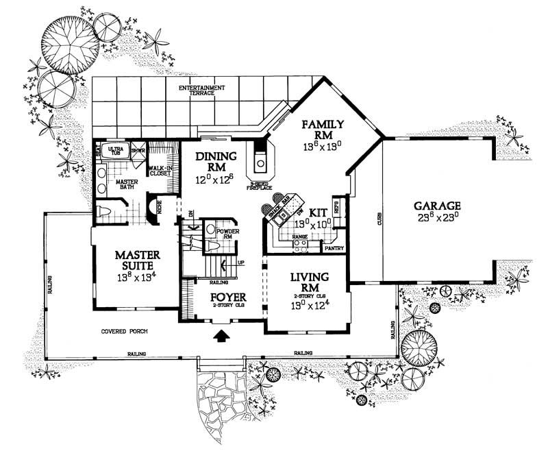 Floor Plan First Story of Farmhouse Plan #137-1236