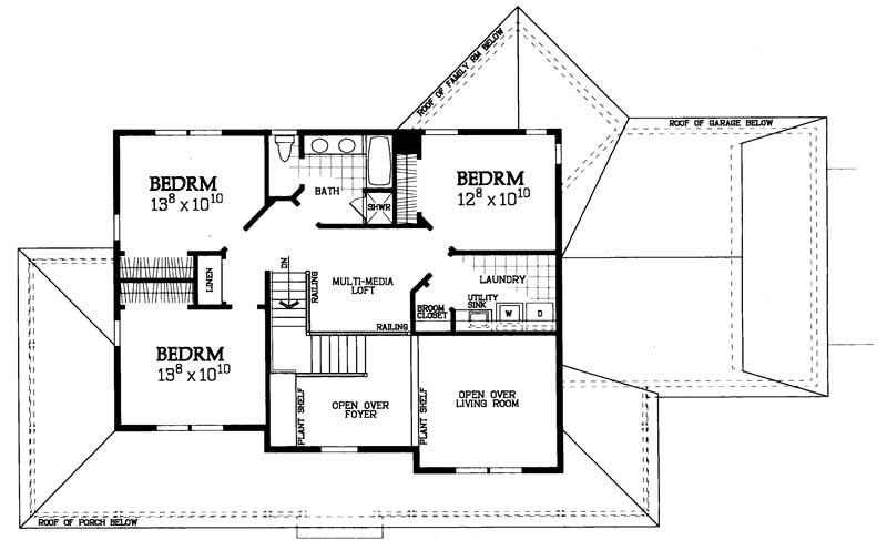 Floor Plan Second Story of Farmhouse Plan #137-1236