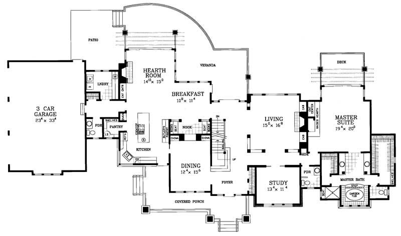 Floor Plan First Story of Craftsman Plan #137-1237