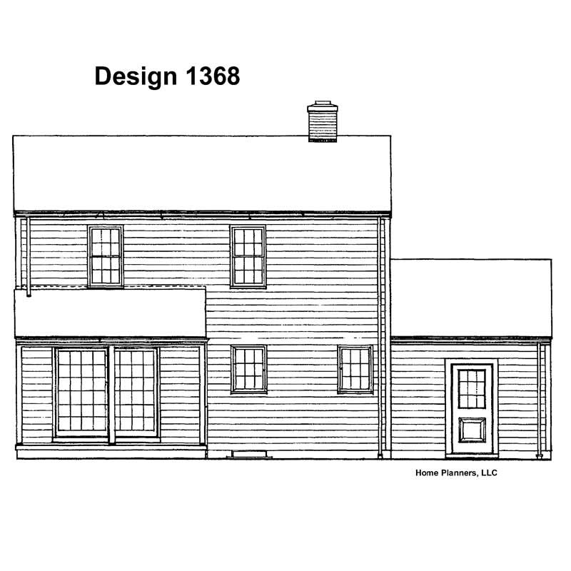 Home Plan Rear Elevation of this 4-Bedroom,1456 Sq Ft Plan -137-1238