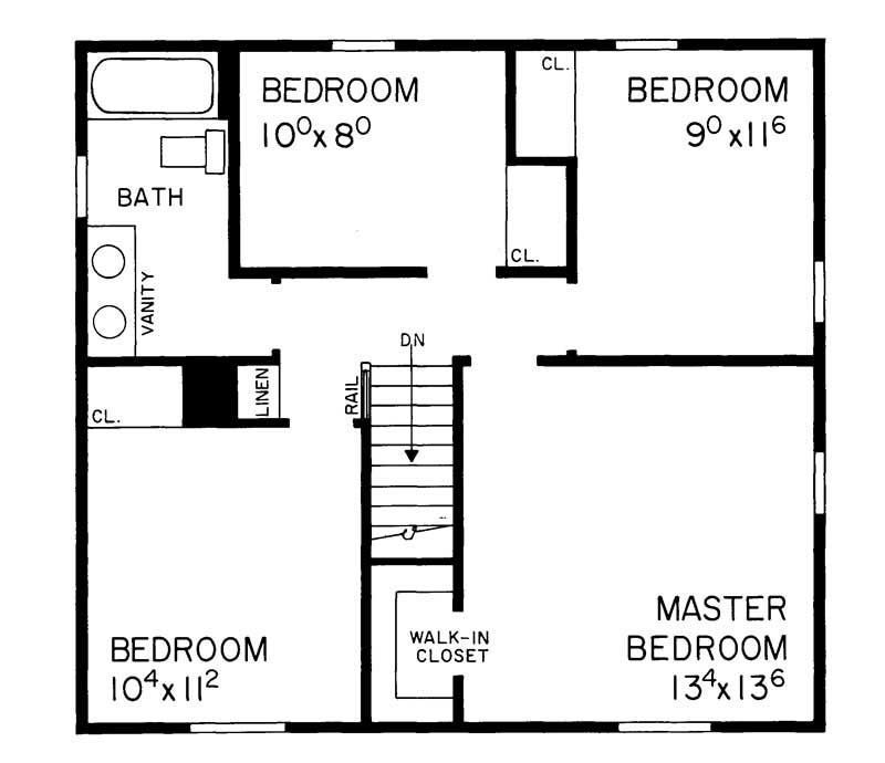 Floor Plan Second Story of Country Plan #137-1238