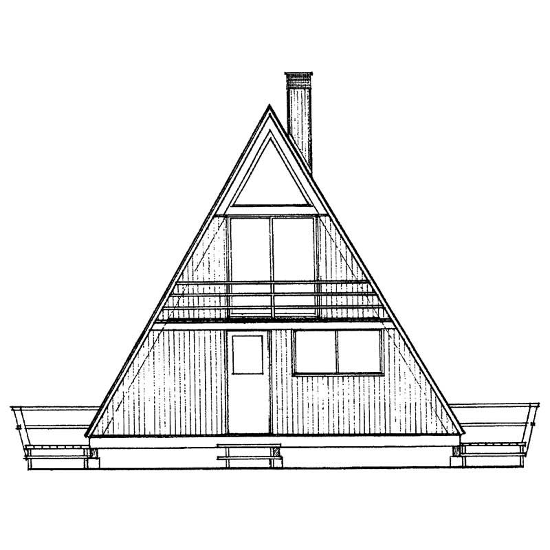 Front elevation of A Frame home (ThePlanCollection: House Plan #137-1239)