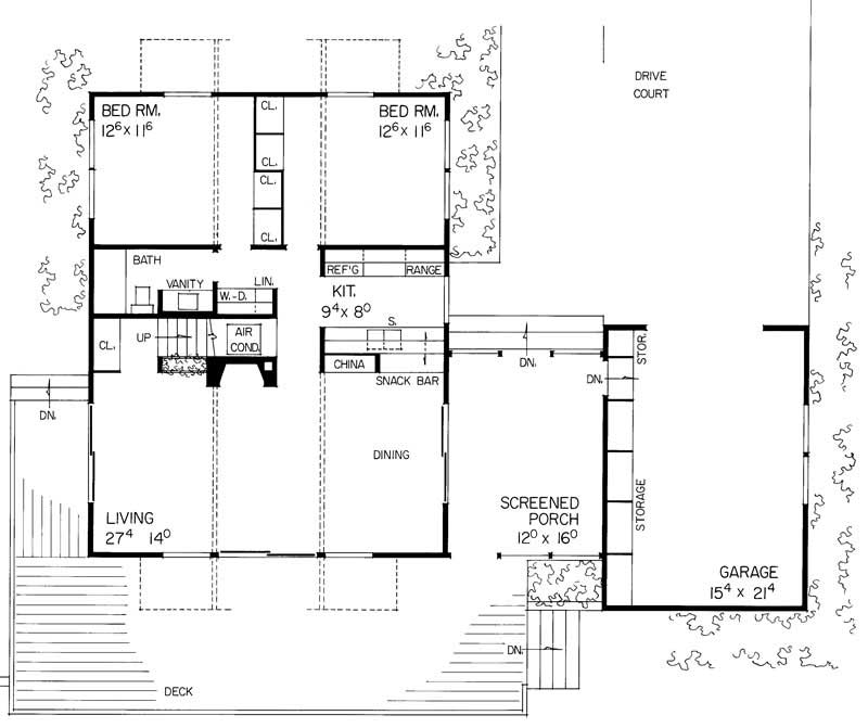 Floor Plan First Story of Contemporary Plan #137-1240