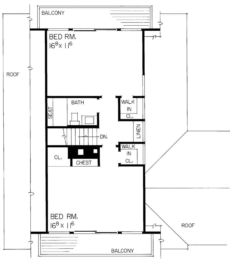 Floor Plan Second Story of Contemporary Plan #137-1240