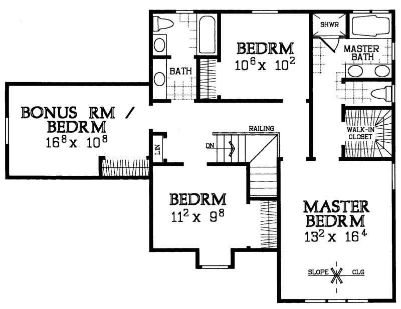 Floor Plan Second Story of Country Plan #137-1241