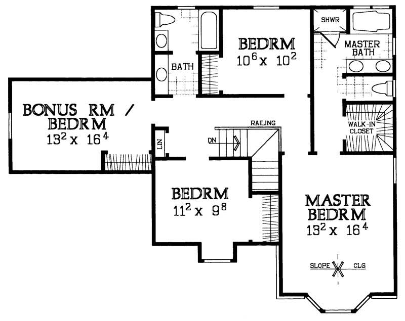 Floor Plan Second Story of Country Plan #137-1242