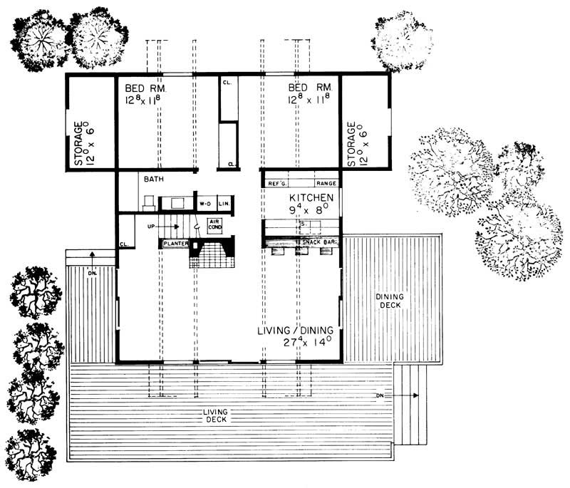 Floor Plan First Story of Contemporary Plan #137-1243