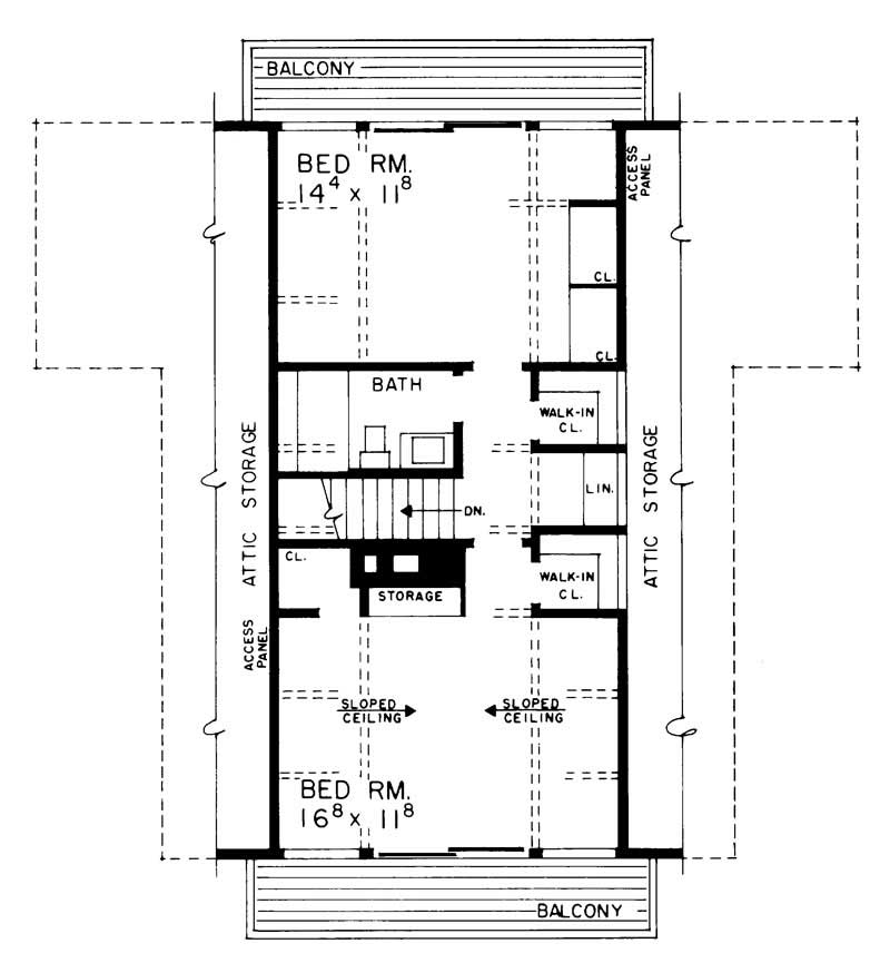 Floor Plan Second Story of Contemporary Plan #137-1243