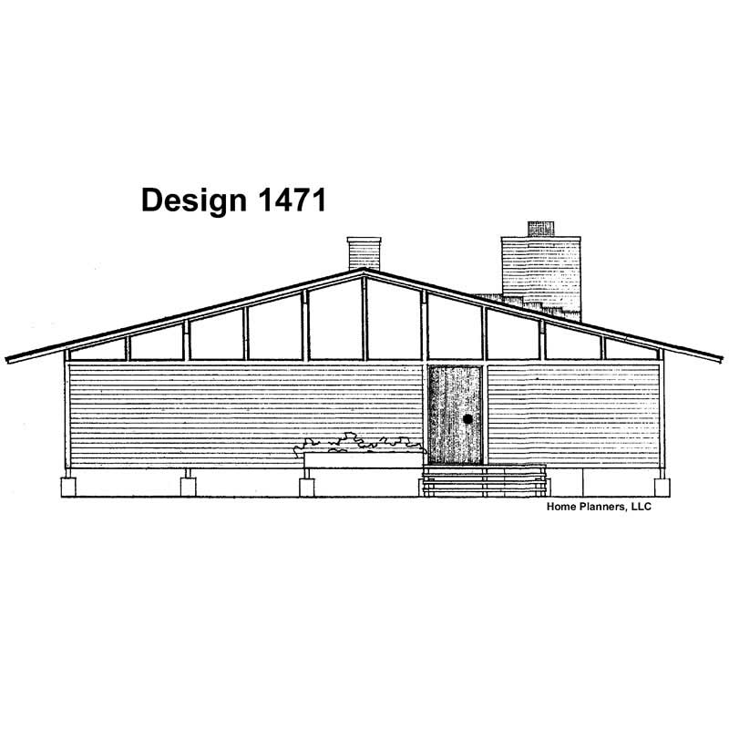 Home Plan Rear Elevation of this 3-Bedroom,1465 Sq Ft Plan -137-1245