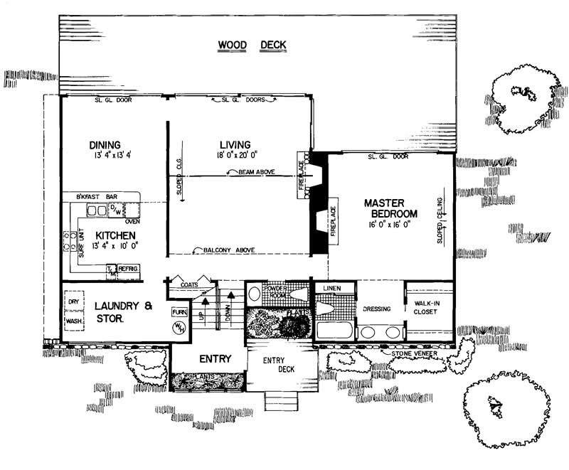 Floor Plan First Story of Contemporary Plan #137-1253