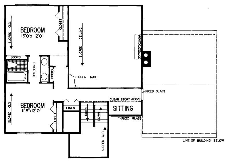 Floor Plan Second Story of Contemporary Plan #137-1253