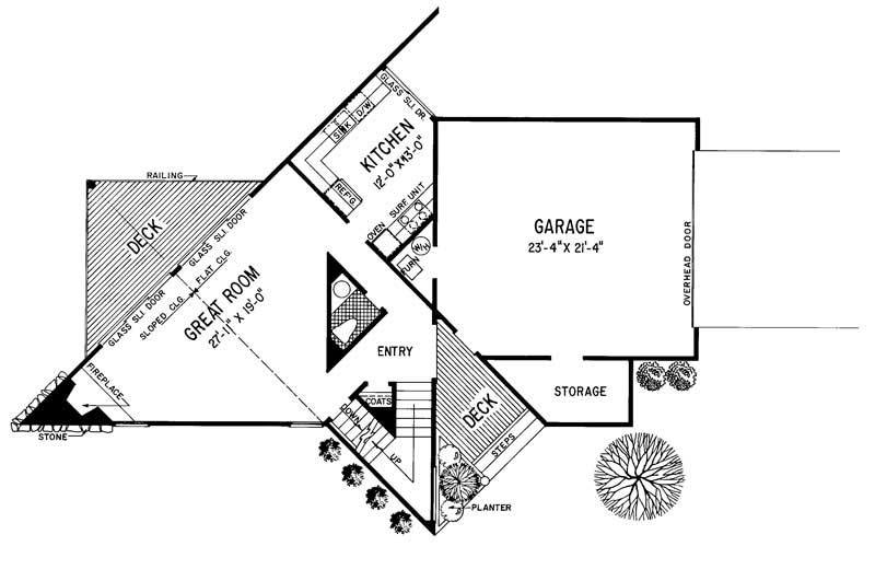 Floor Plan First Story of Contemporary Plan #137-1254