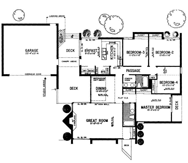 Floor Plan First Story of Contemporary Plan #137-1255