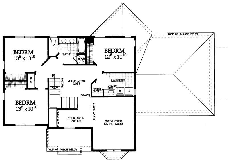 Floor Plan Second Story of Country Plan #137-1256