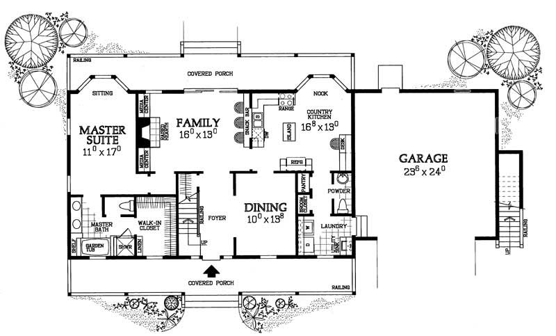 Floor Plan First Story of Country Plan #137-1258