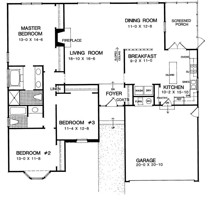 Floor Plan First Story of Country Plan #137-1259