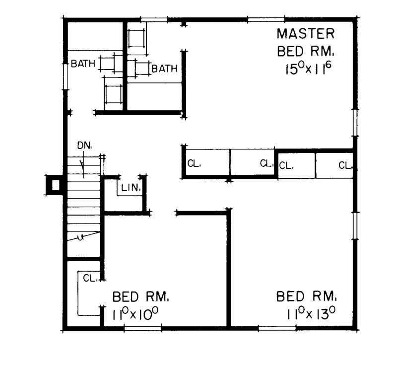 Floor Plan Second Story of Country Plan #137-1265