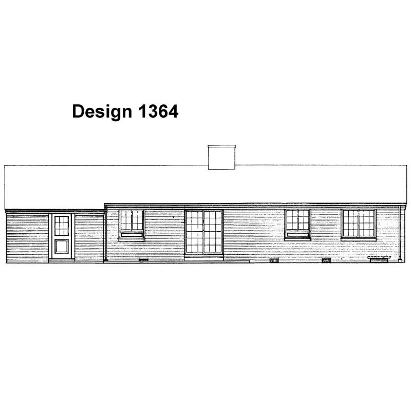 Home Plan Rear Elevation of this 3-Bedroom,1142 Sq Ft Plan -137-1266