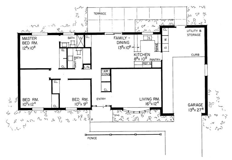 Floor Plan First Story of Ranch Plan #137-1266