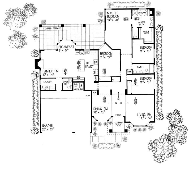 Floor Plan First Story of Country Plan #137-1270